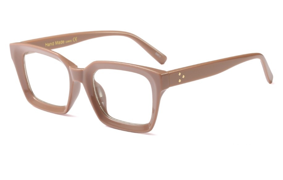 CCspace Unisex Full Rim Square Resin Rivet Frame Eyeglasses 45440 Full Rim CCspace C6 khaki clear