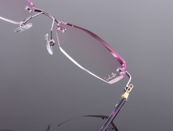 Reven Jate Unisex Rimless Rectangle Titanium Eyeglasses 88005 Rimless Reven Jate