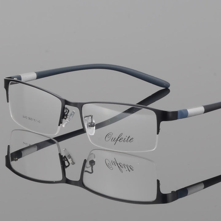 Hotony Unisex Semi Rim Alloy Frame TR 90 Temple Eyeglasses 2242 Semi Rim Hotony black