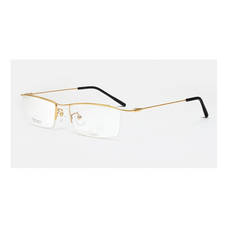Hotony Men's Semi Rim Browline Titanium Frame Eyeglasses 6688 Semi Rim Hotony Gold