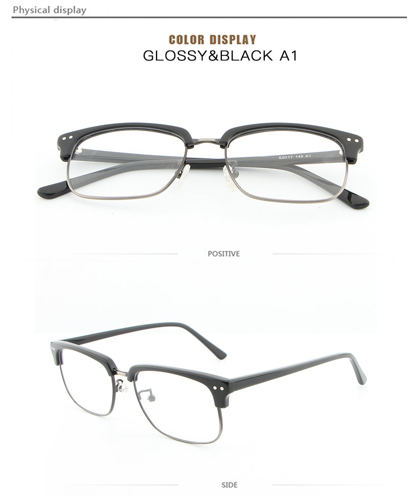Hdcrafter Unisex Full Rim Square Wood Metal Frame Eyeglasses Lhb026 Full Rim Hdcrafter Eyeglasses