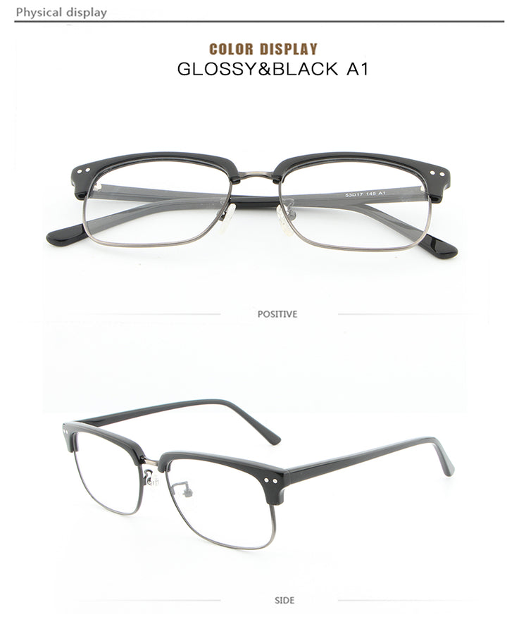 Hdcrafter Unisex Full Rim Square Wood Metal Frame Eyeglasses Lhb026 Full Rim Hdcrafter Eyeglasses