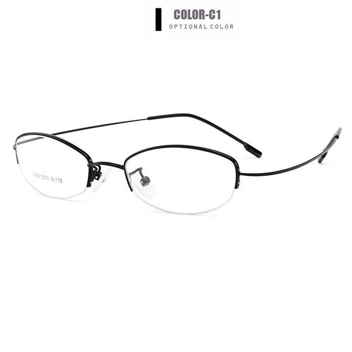 Gmei Women's Eyeglasses Semi Rim Memory Titanium Alloy Y643 Semi Rim Gmei Optical C1-Black