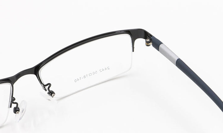 Bclear Men's Alloy Square Semi Rim Eyeglasses B2442 Semi Rim Bclear