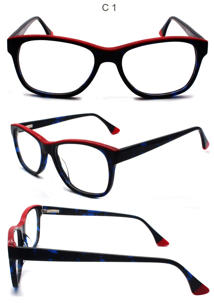 Reven Jate Unisex Full Rim Square Acetate Eyeglasses 8040 Full Rim Reven Jate