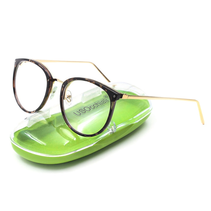 Hotochki Women's Full Rim Cat Eye Alloy PC Frame Eyeglasses 5969 Full Rim Hotochki Leopard