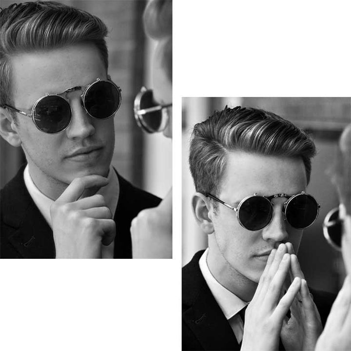 CCspace Unisex Full Rim Round Alloy Frame Steampunk Sunglasses 3057 Sunglasses CCspace Sunglasses