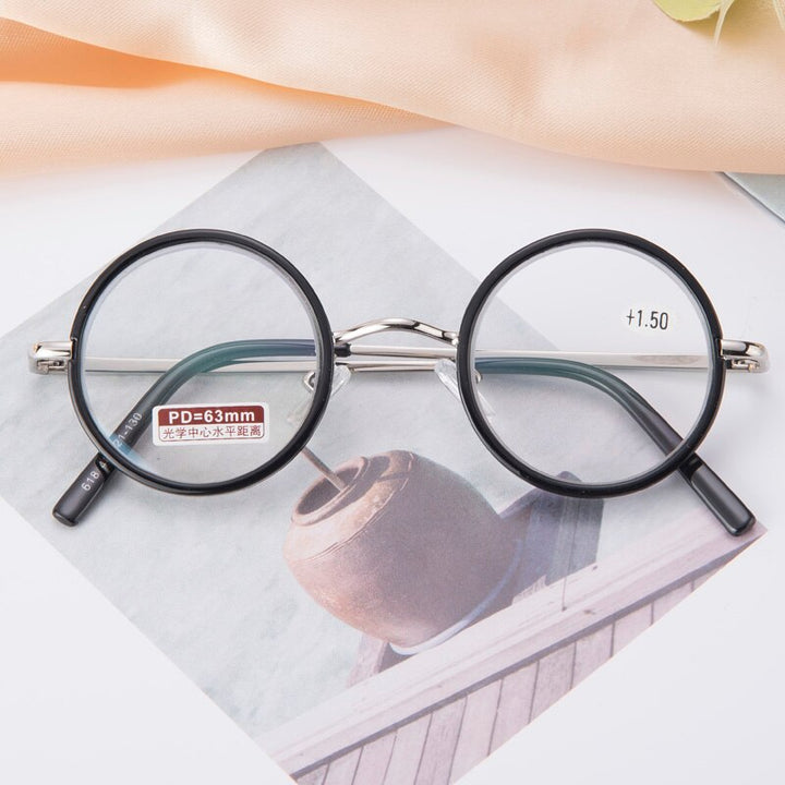 Chashma Ochki Unisex Full Rim Round Alloy Reading Glasses 618 Reading Glasses Chashma Ochki