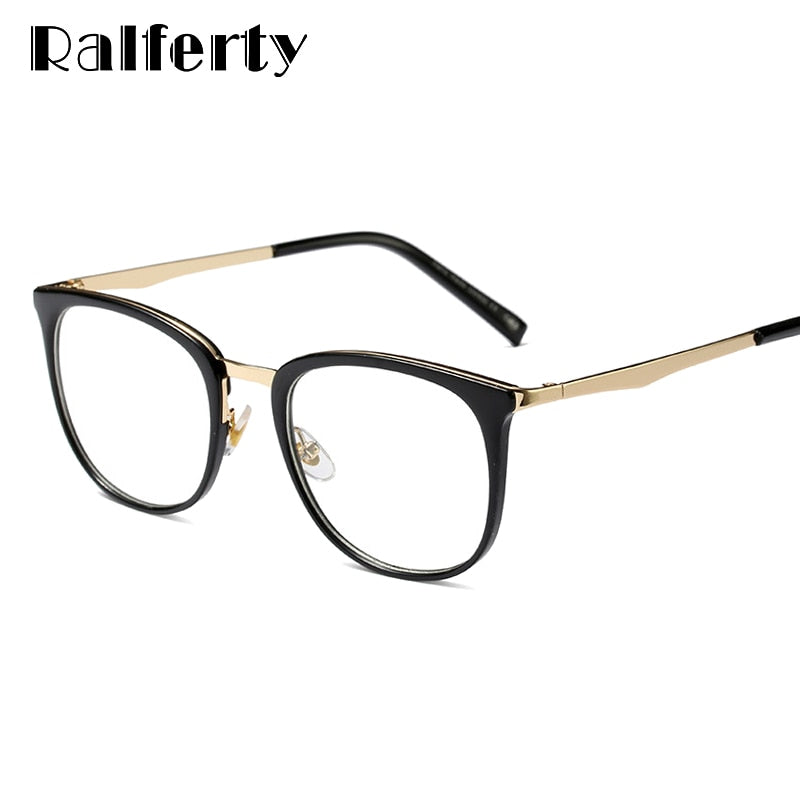 Ralferty Women's Full Rim Square Acetate Alloy Eyeglasses F92128 Full Rim Ralferty