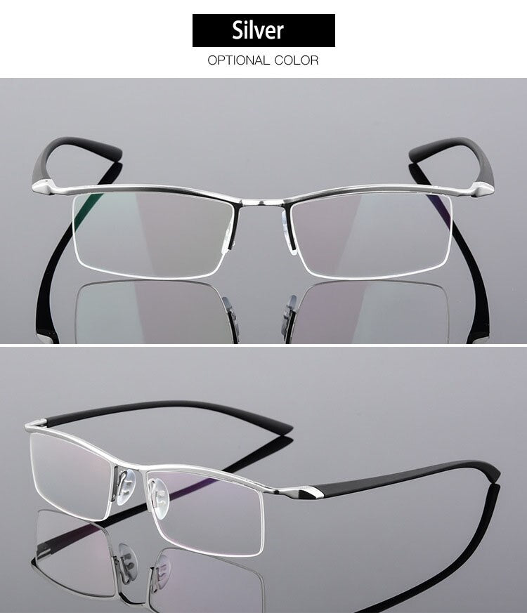 Bclear Men's Browline Semi Rim Eyeglasses Alloy 8190 Semi Rim Bclear