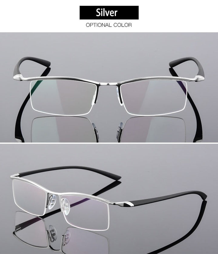 Bclear Men's Browline Semi Rim Eyeglasses Alloy 8190 Semi Rim Bclear