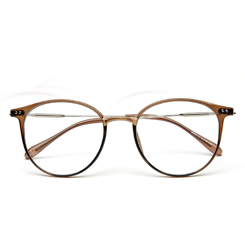 Hotony Unisex Full Rim Round Acetate Alloy Frame Eyeglasses Full Rim Hotony