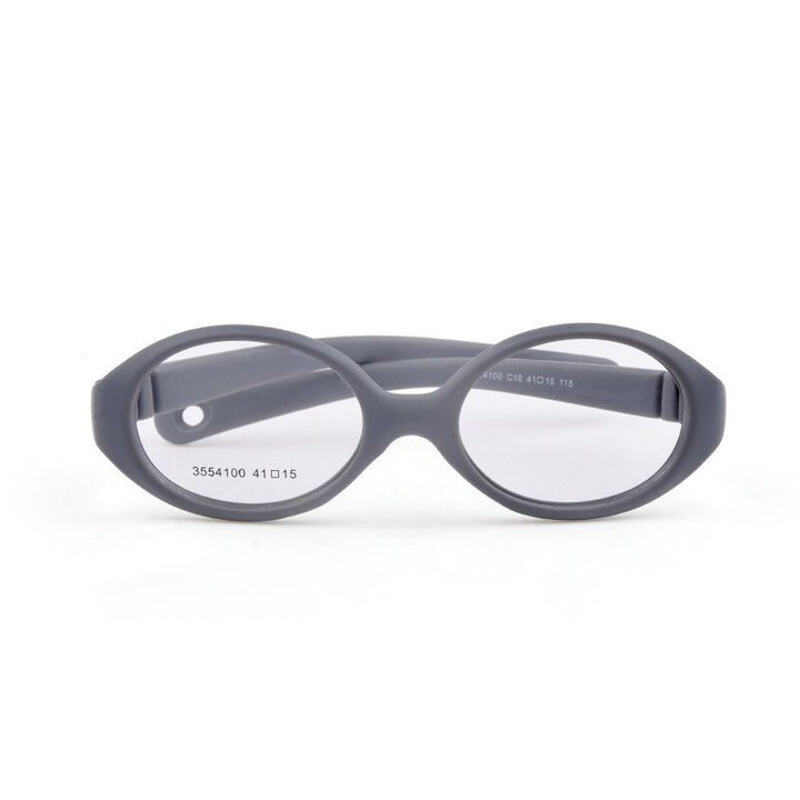 Unisex Children's Oval Titanium Plastic Framed Eyeglasses Frame Brightzone C18 grey  