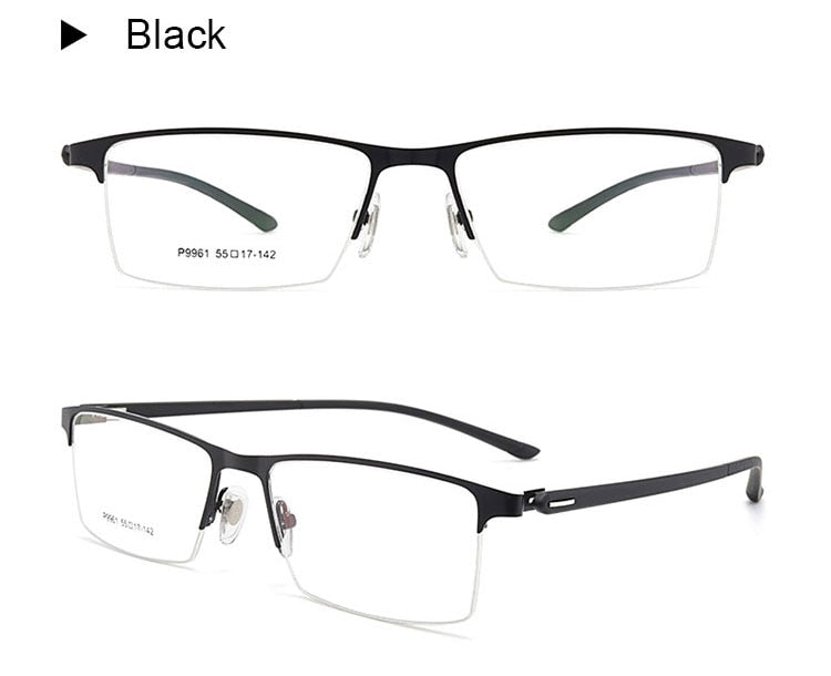 Hotochki Men's IP Electroplated Alloy Full/Semi Rim Frame Eyeglasses P9960 Semi Rim Hotochki