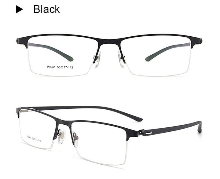 Hotochki Men's IP Electroplated Alloy Full/Semi Rim Frame Eyeglasses P9960 Semi Rim Hotochki