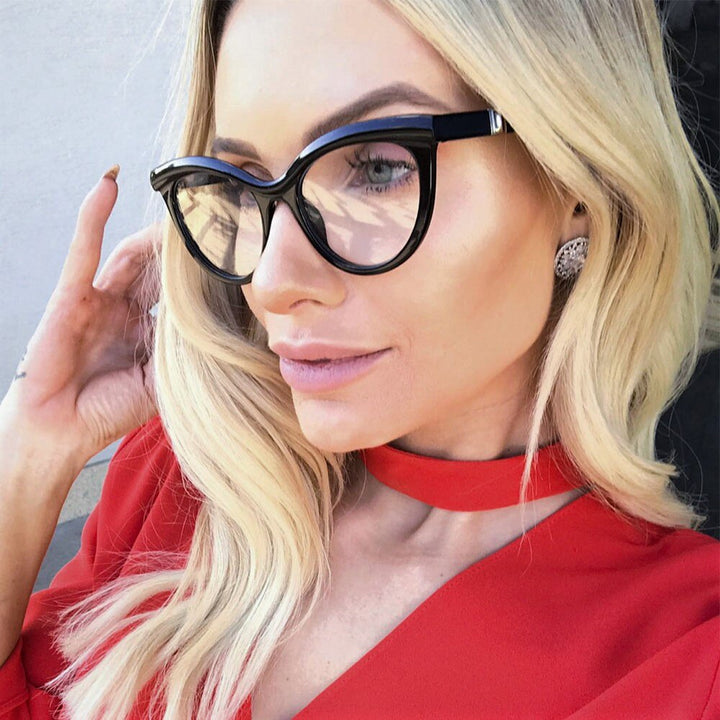 CCspace Women's Full Rim Square Brow Line Cat Eye Resin Frame Eyeglasses 45490 Full Rim CCspace