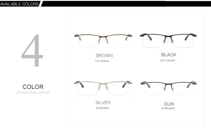 Hdcrafter Men's Semi Rim Rectangle Alloy Frame Eyeglasses Lp6236 Semi Rim Hdcrafter Eyeglasses