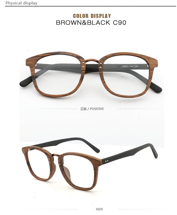 Hdcrafter Unisex Full Rim Round Square Wood Metal Frame Eyeglasses Hb029 Full Rim Hdcrafter Eyeglasses