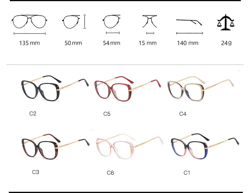 CCspace Unisex Full Rim Cat Eye Tr 90 Titanium Frame Eyeglasses 45836 Full Rim CCspace