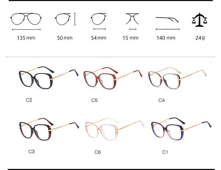 CCspace Unisex Full Rim Cat Eye Tr 90 Titanium Frame Eyeglasses 45836 Full Rim CCspace