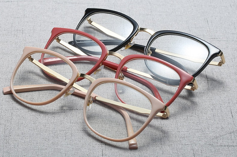 Ralferty Women's Full Rim Square Acetate Alloy Eyeglasses F92128 Full Rim Ralferty