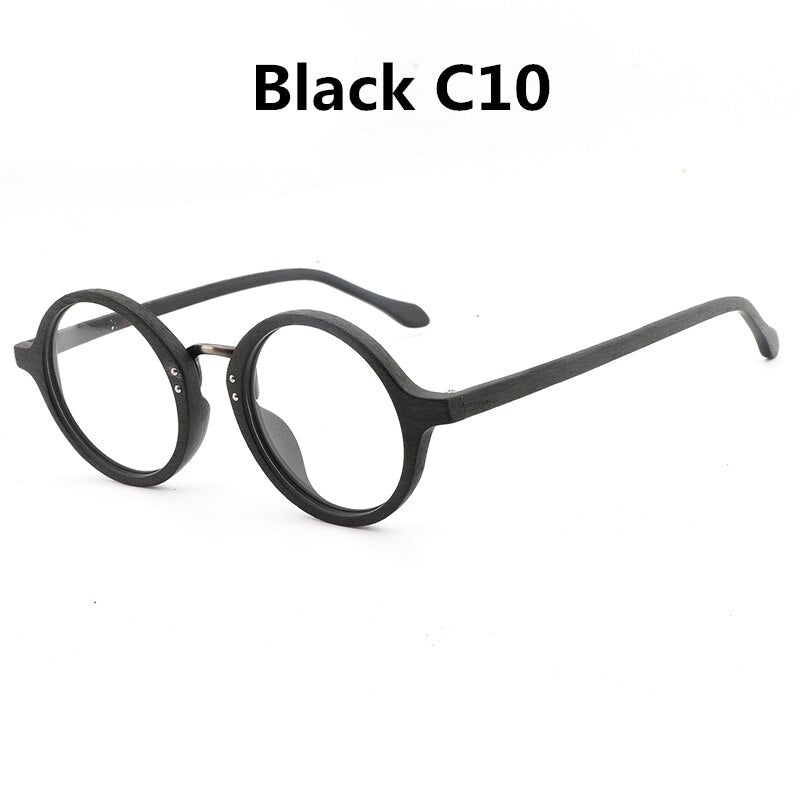 Hdcrafter Unisex Full Rim Round Wood Frame Eyeglasses Lhb028 Full Rim Hdcrafter Eyeglasses black C10