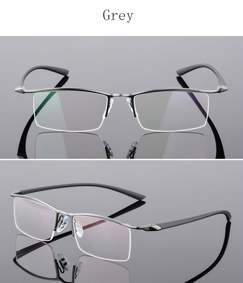 Hotony Men's Semi Rim Browline Alloy Frame Eyeglasses P8190 Semi Rim Hotony