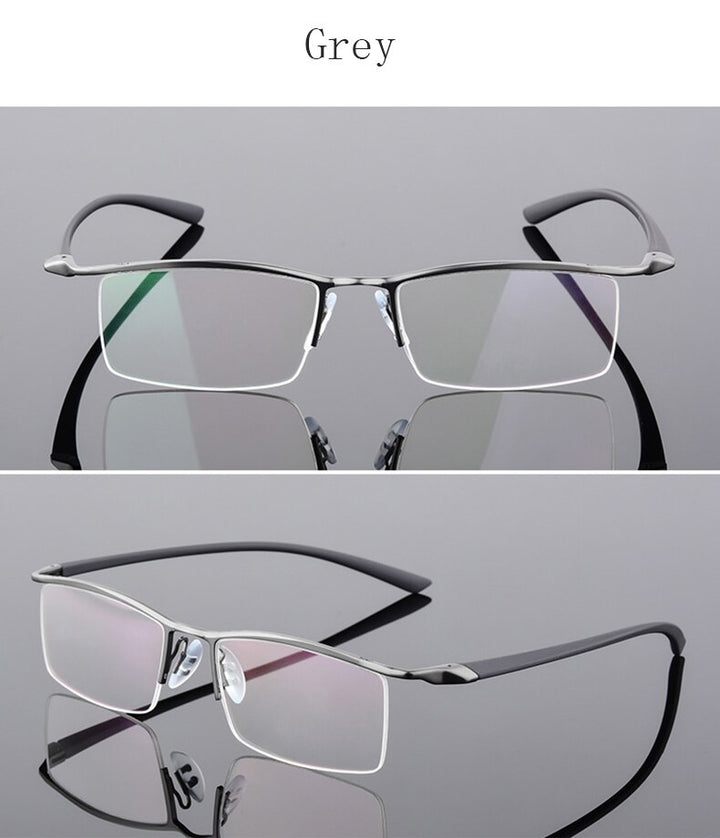 Hotony Men's Semi Rim Browline Alloy Frame Eyeglasses P8190 Semi Rim Hotony