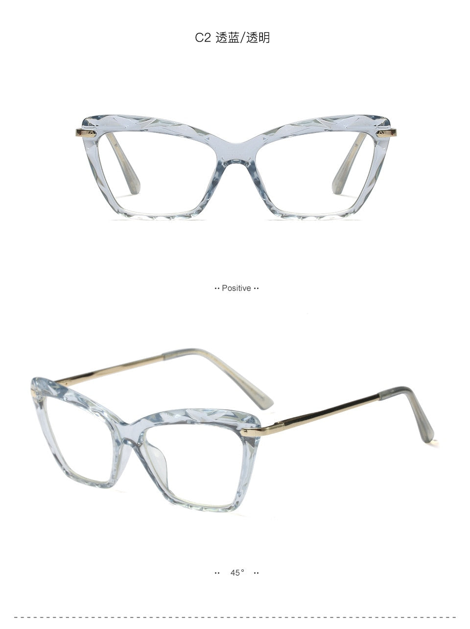 Women's Full Rim Cat Eye Acetate Frame Eyeglasses 97533 Full Rim Bclear