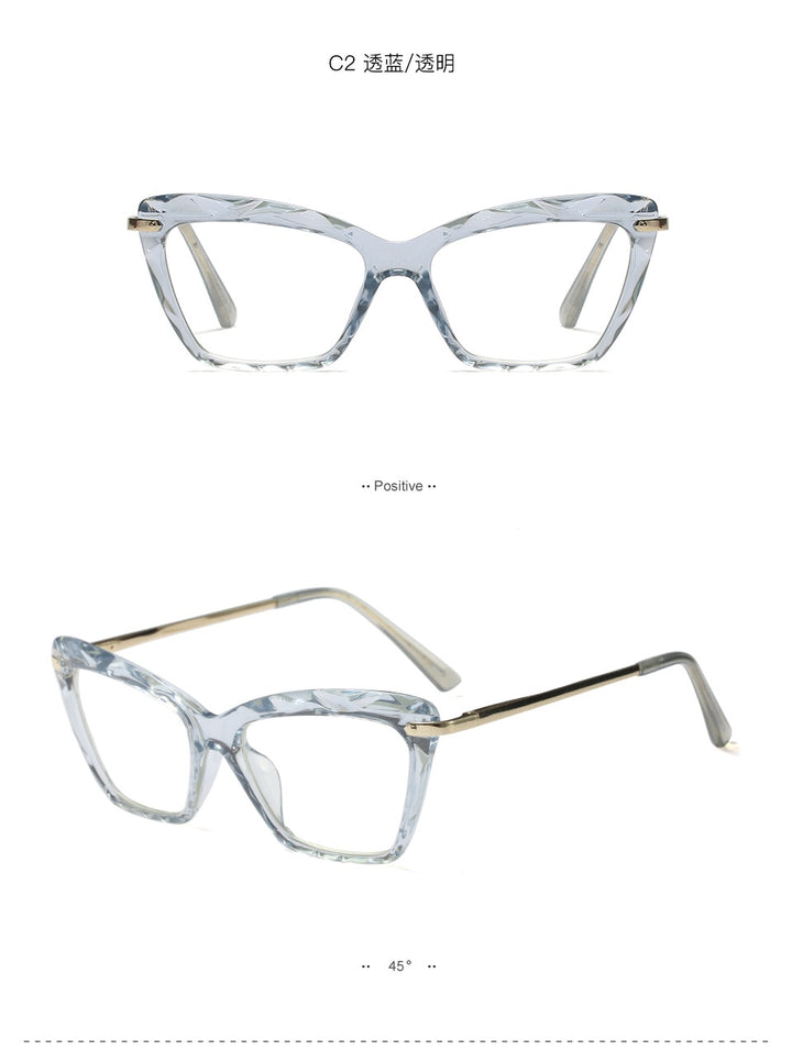 Women's Full Rim Cat Eye Acetate Frame Eyeglasses 97533 Full Rim Bclear