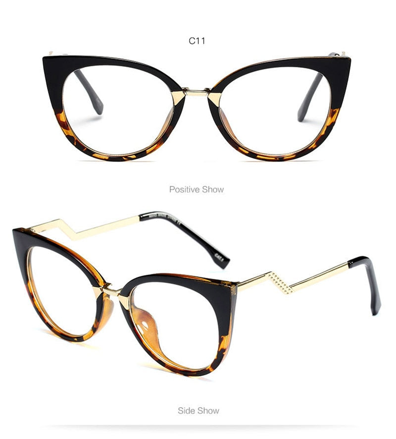 Hotony Women's Full Rim Cat Eye Acetate Frame Eyeglasses 97320 Full Rim Hotony