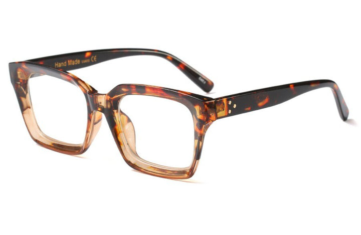 CCspace Unisex Full Rim Square Resin Rivet Frame Eyeglasses 45440 Full Rim CCspace C1 leopard clear