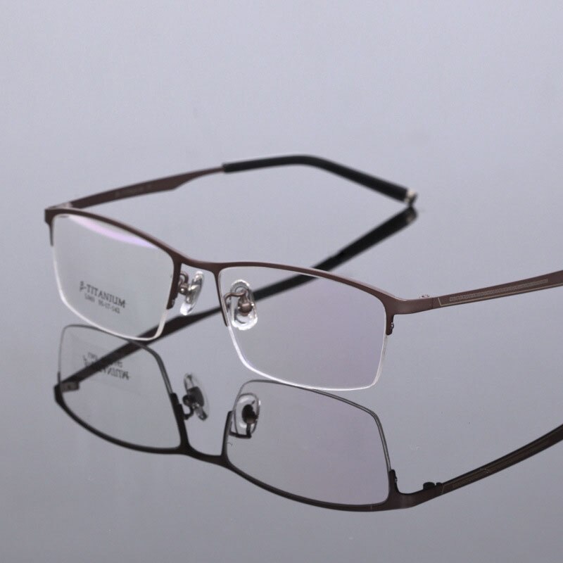 Men's Titanium Frame Half Rim Eyeglasses L063 Semi Rim Bclear Auburn