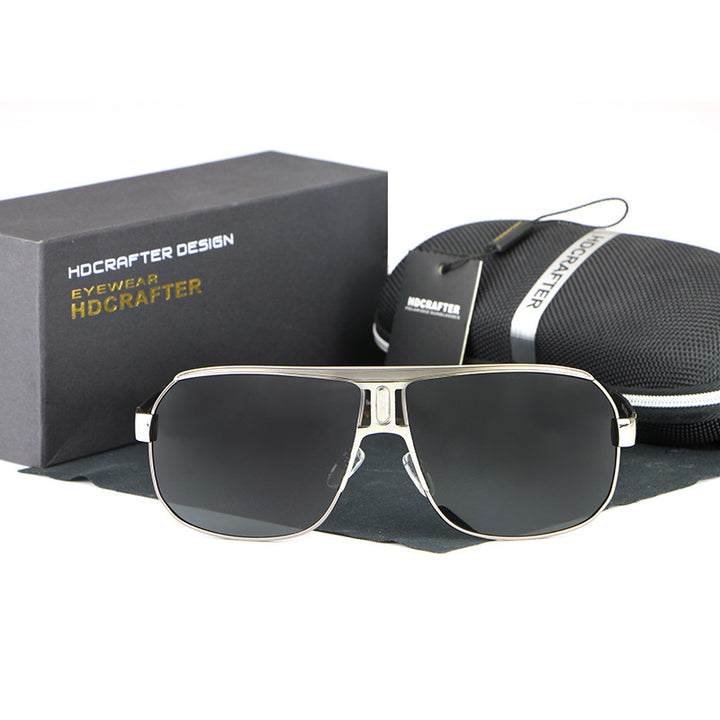 Hdcrafter Men's Full Rim Alloy Rectangle Frame Polarized Sunglasses Le028 Sunglasses HdCrafter Sunglasses