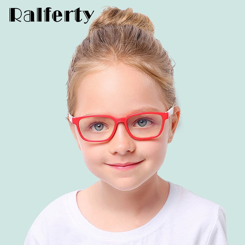 Ralferty Kids Square Eyeglasses Anti-blue Light TR90 Flexible M8140 Full Rim Ralferty