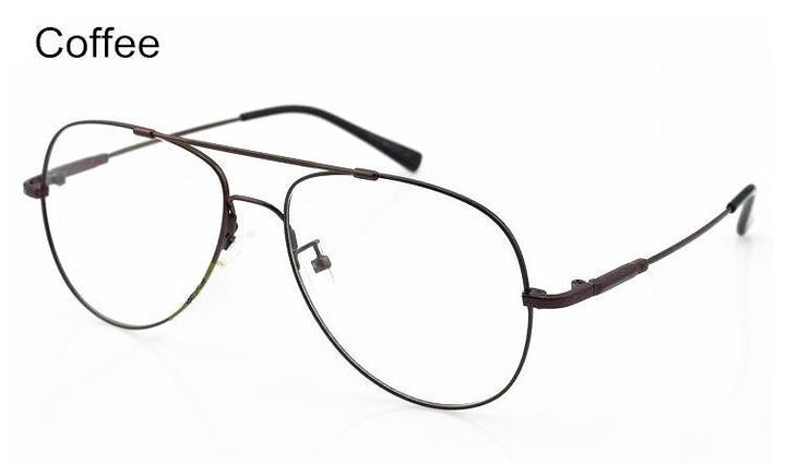 Men's Eyeglasses Big Size Aviator Metal Flexible B1013 Frame Brightzone Coffee  