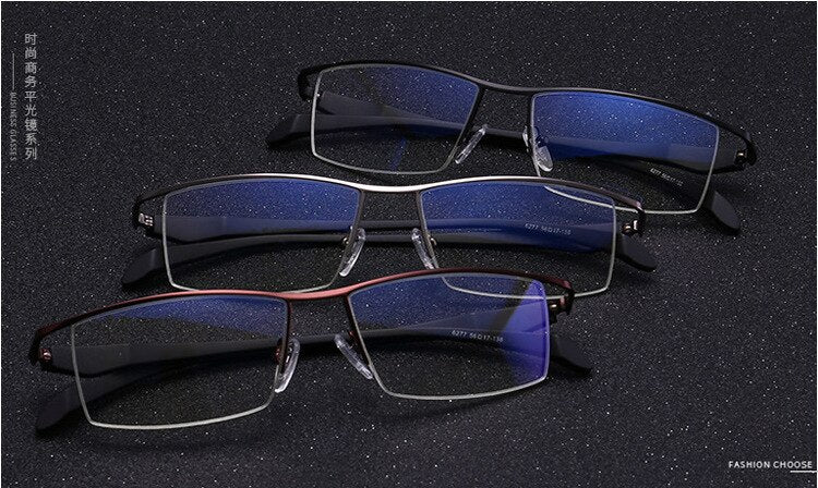 Men's Anti Blue Light Half Rim Eyeglasses Titanium Acetate Frames Semi Rim Brightzone   