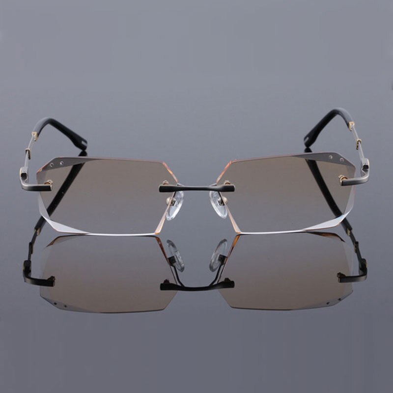 Reven Jate 58128 Pure Titanium Rimless Diamond Cutting Man Glasses Frame Eyeglasses (Silver) Rimless Reven Jate