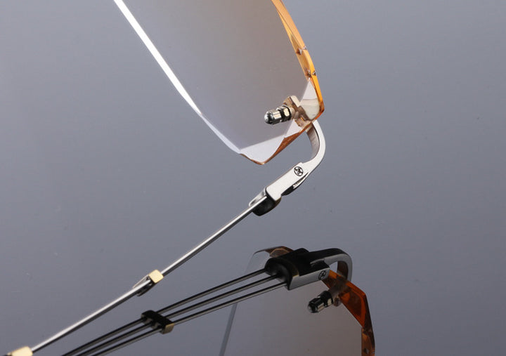 Reven Jate 58128 Pure Titanium Rimless Diamond Cutting Man Glasses Frame Eyeglasses (Silver) Rimless Reven Jate