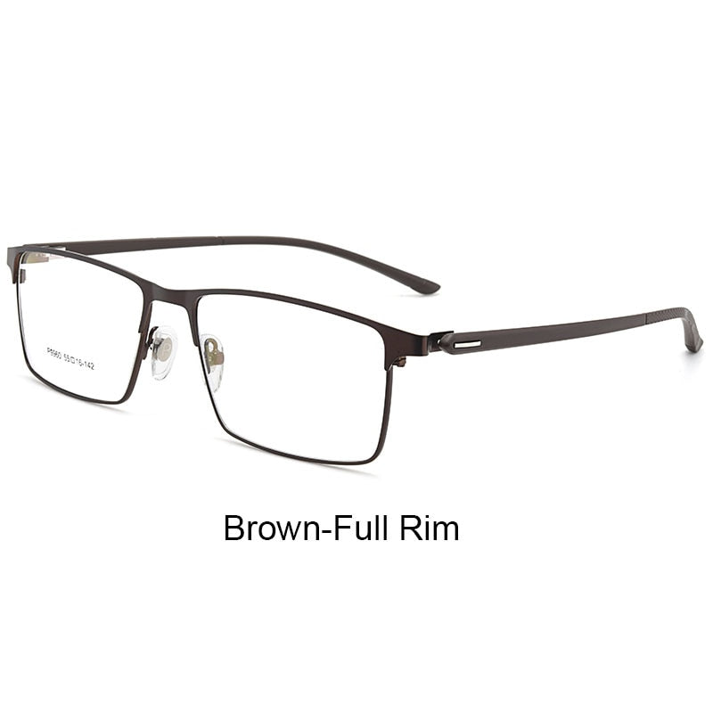 Hotochki Men's IP Electroplated Alloy Full/Semi Rim Frame Eyeglasses P9960 Semi Rim Hotochki BrownFullRim