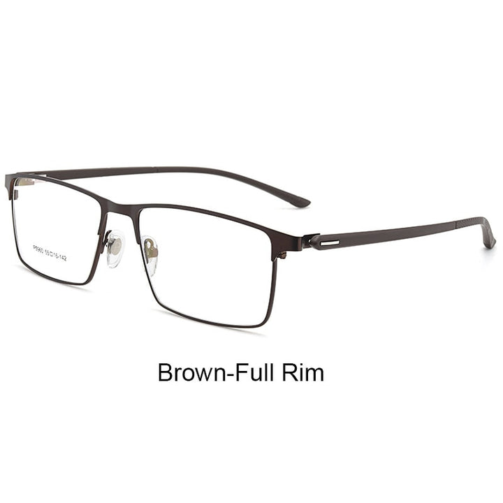 Hotochki Men's IP Electroplated Alloy Full/Semi Rim Frame Eyeglasses P9960 Semi Rim Hotochki BrownFullRim