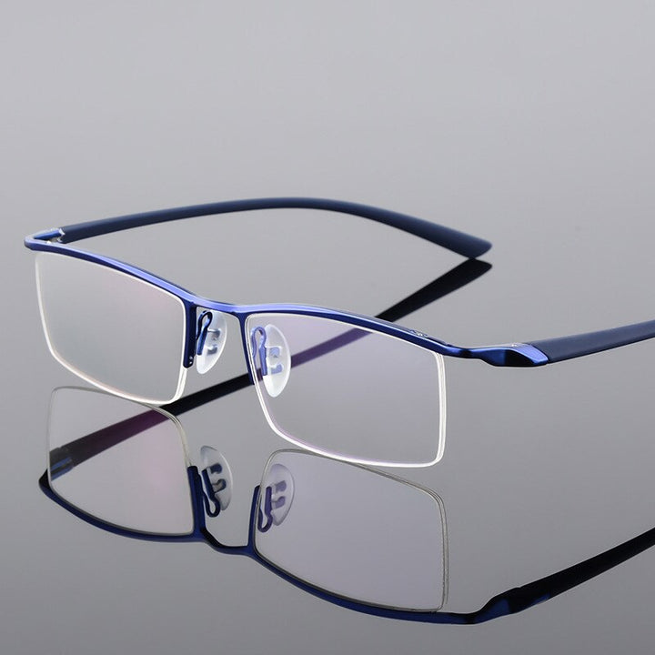 Hotony Men's Semi Rim Browline Alloy Frame Eyeglasses P8190 Semi Rim Hotony