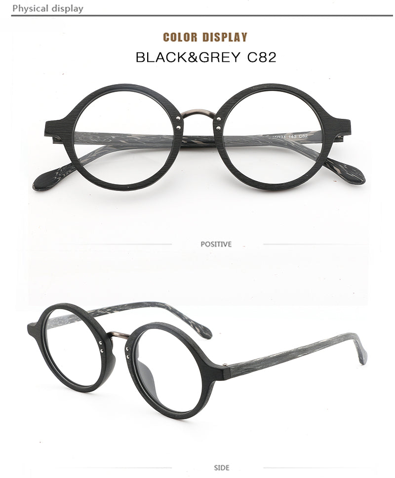 Hdcrafter Unisex Full Rim Round Wood Frame Eyeglasses Lhb028 Full Rim Hdcrafter Eyeglasses