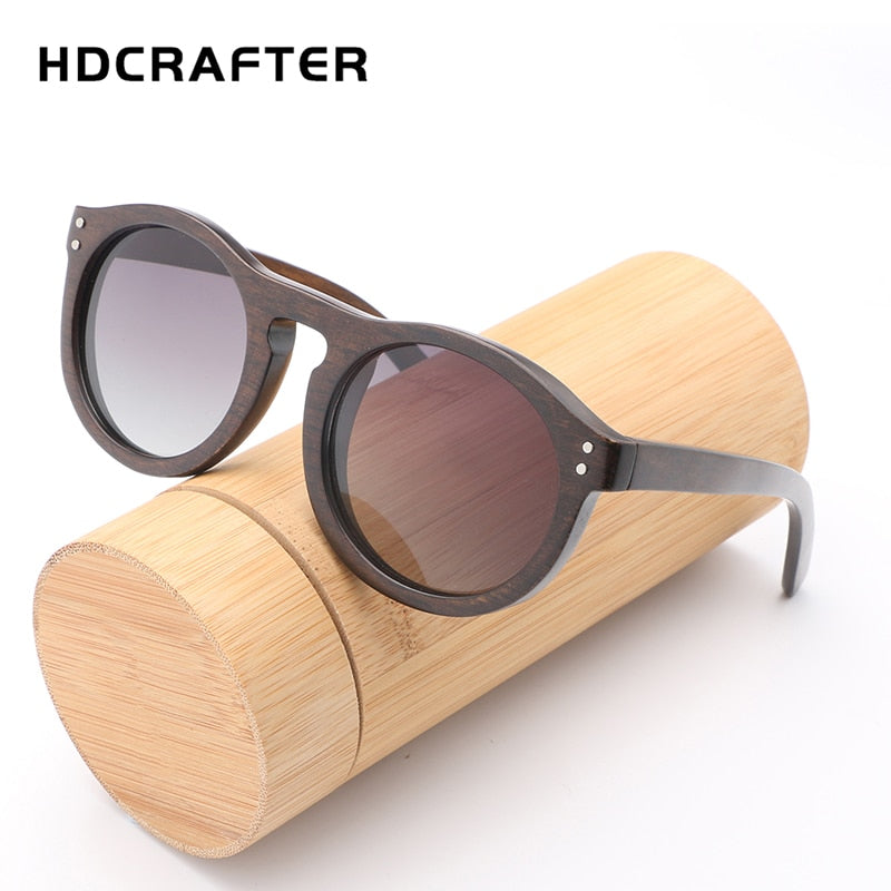 Hdcrafter Unisex Full Rim Round Bamboo Wood Frame Polarized Sunglasses Lw3016 Sunglasses HdCrafter Sunglasses