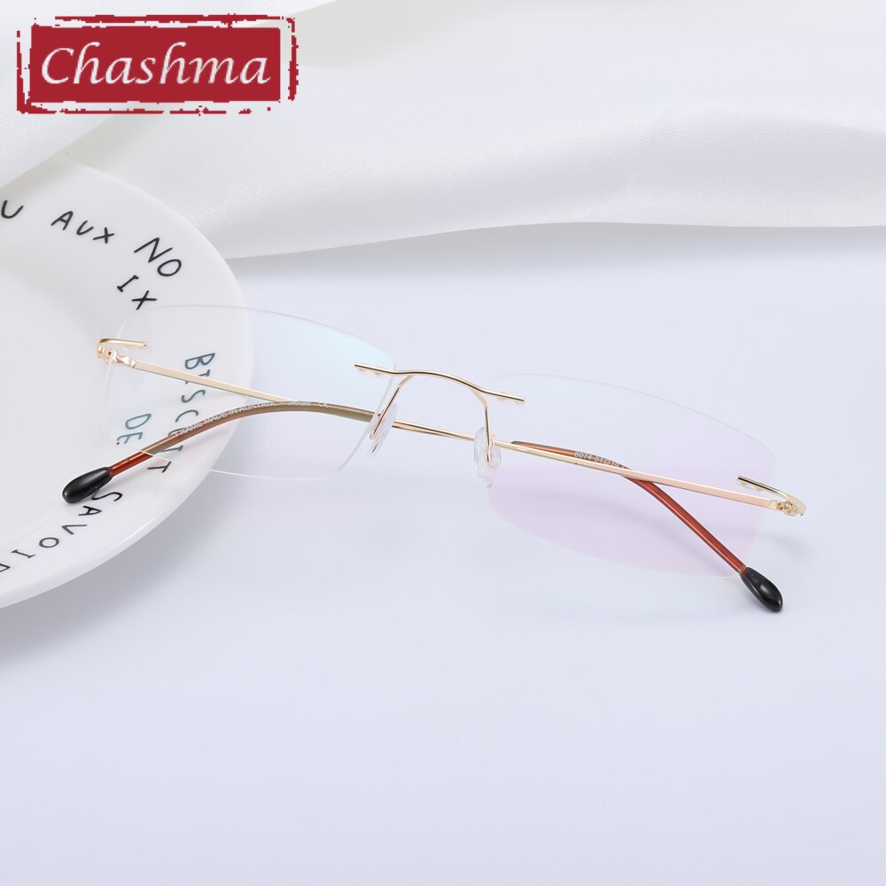 Chashma Men's Rimless Rectangular Titanium Eyeglasses 1189 Rimless Chashma