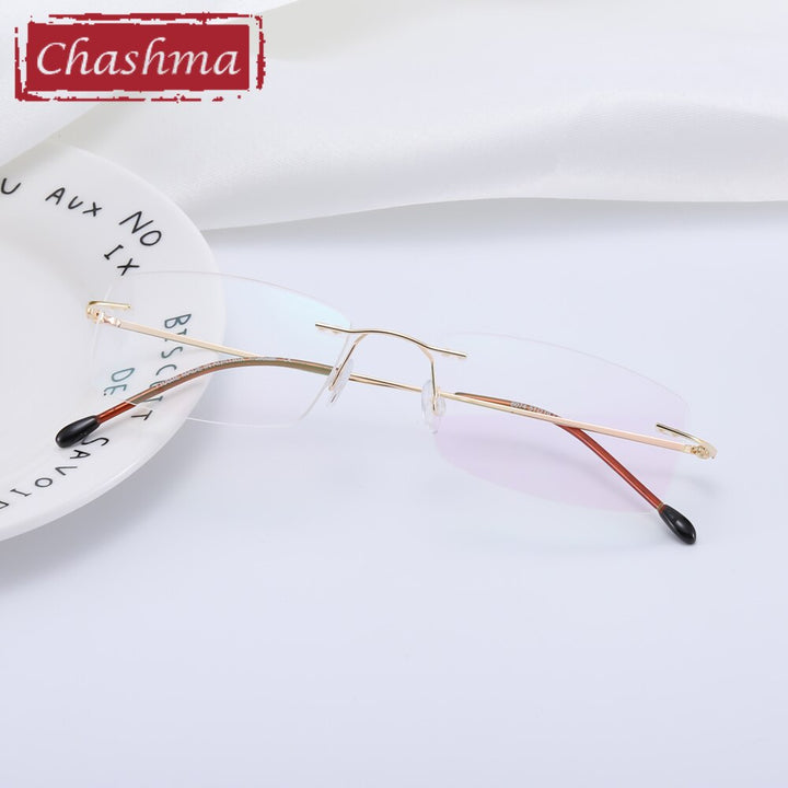 Chashma Men's Rimless Rectangular Titanium Eyeglasses 1189 Rimless Chashma