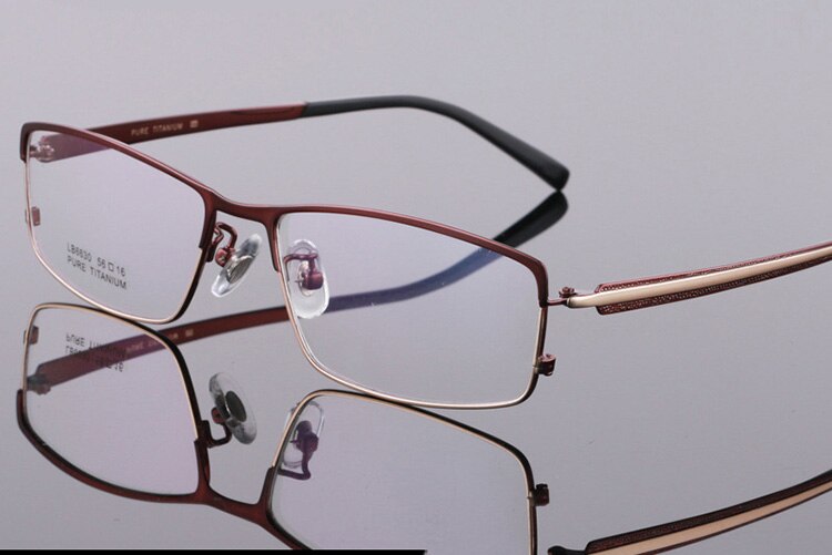 Bclear Men's Full Rim Titanium Eyeglasses Square Lb6630 Full Rim Bclear Brown