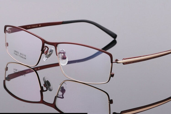 Bclear Men's Full Rim Titanium Eyeglasses Square Lb6630 Full Rim Bclear Brown