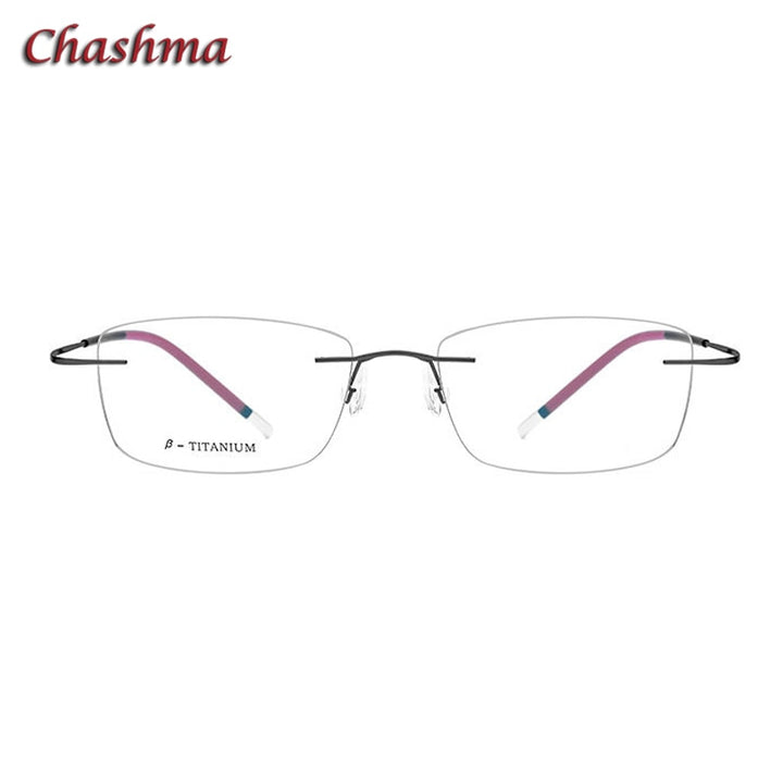 Chashma Ochki Unisex Rimless Square Titanium Eyeglasses 9609 Rimless Chashma Ochki