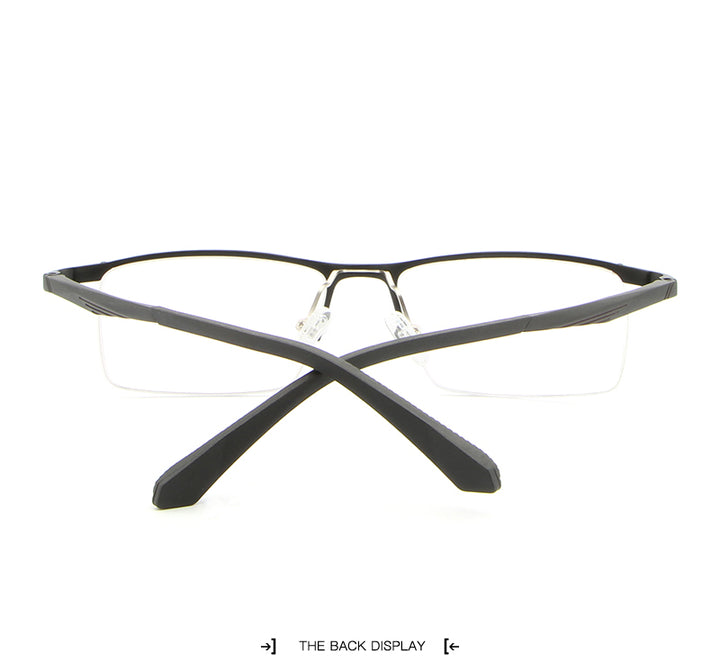 Hdcrafter Men's Semi Rim Rectangle Alloy Frame Eyeglasses Lp6236 Semi Rim Hdcrafter Eyeglasses